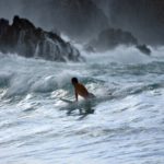 a man surfing on the waves