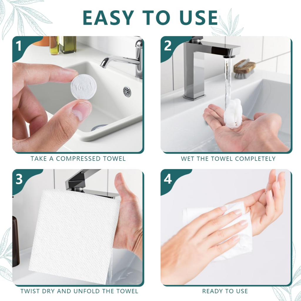 KISEER 200 Piece Compressed Coin Tissue Towels